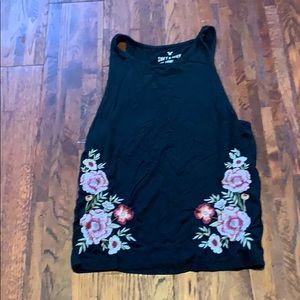 Black flowered American Eagle tank